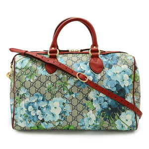 Gucci GG Blooms Shoulder Bag Floral Flower Leather Beige Red